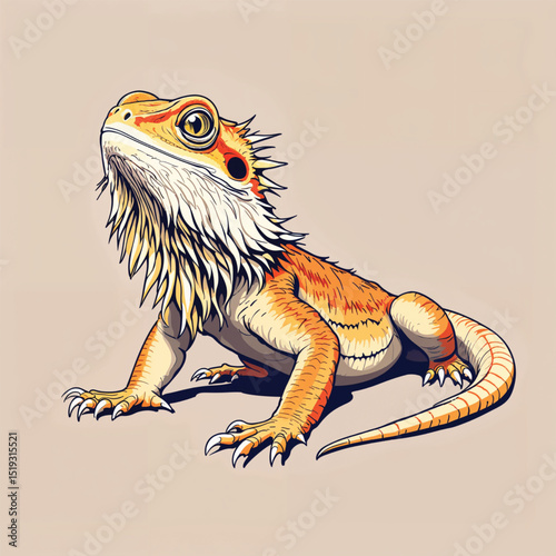 Detailed Illustration of a Bearded Dragon