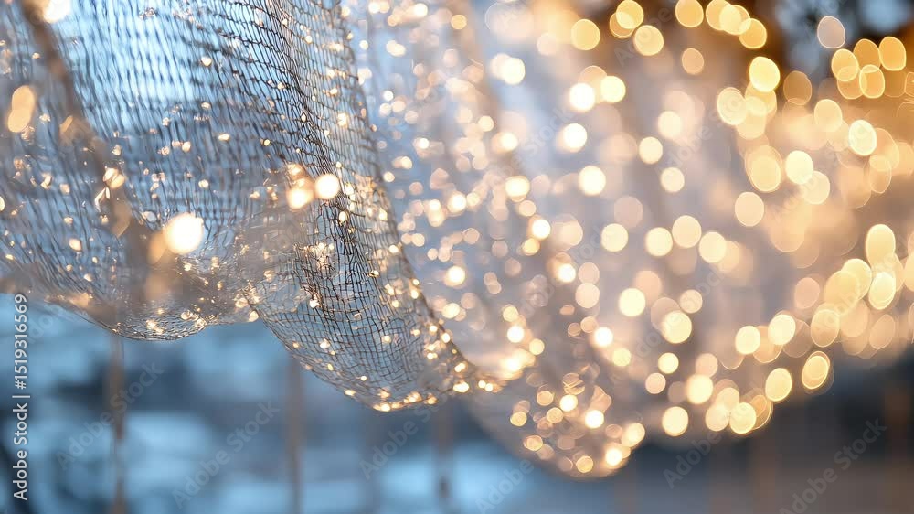 gold bokeh curtain lights with dreamy festive sparkle background