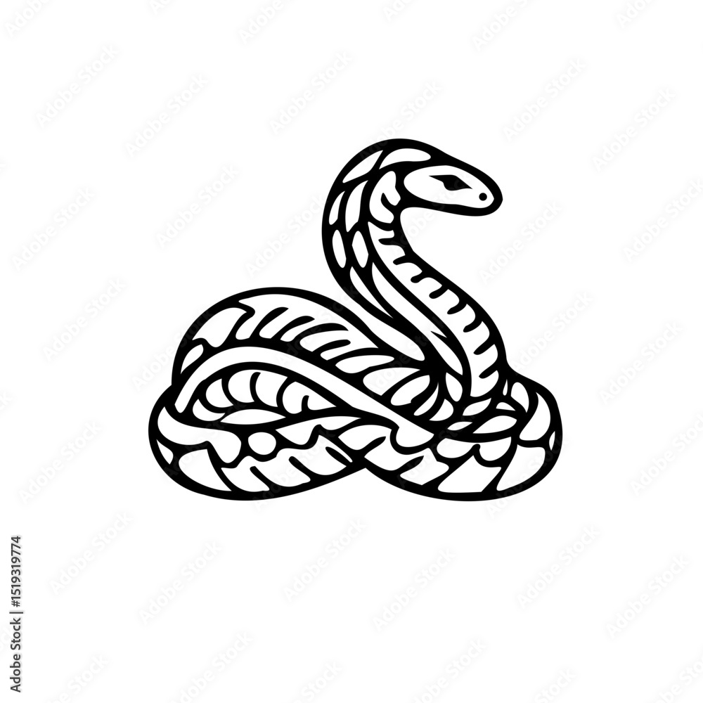 Fototapeta premium SVG snake cobra outline black and white vector file for printing, cutting