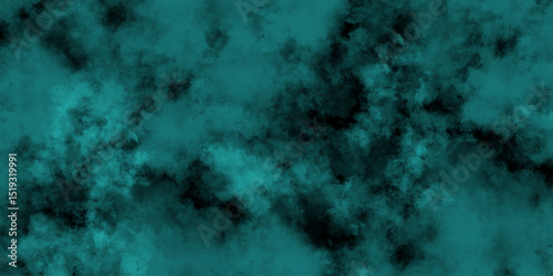 Elegant teal watercolor background with soft white clouds creating dreamy atmosphere. Vivid Turquoise Texture with Grungy Edges Creating a Dramatic Backdrop