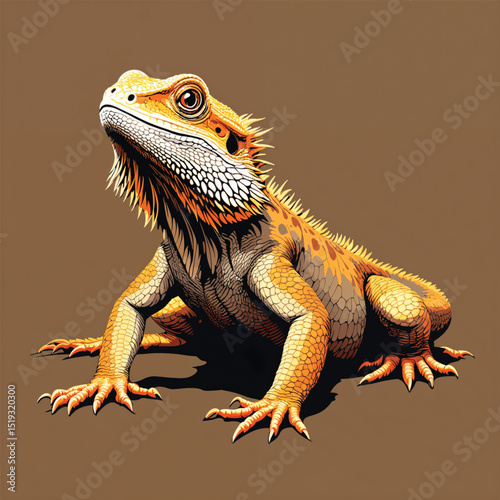 Detailed Illustration of a Bearded Dragon