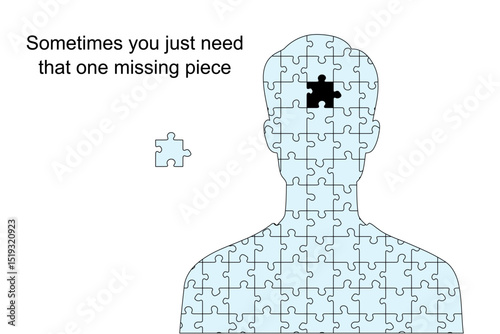 Meme template, person with one missing piece. Humor for social media.