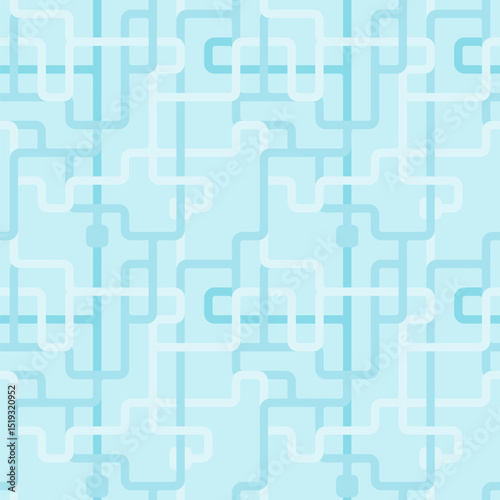 Seamless utility infrastructure pattern - connecting pipes geometric maze design. Water piping background.