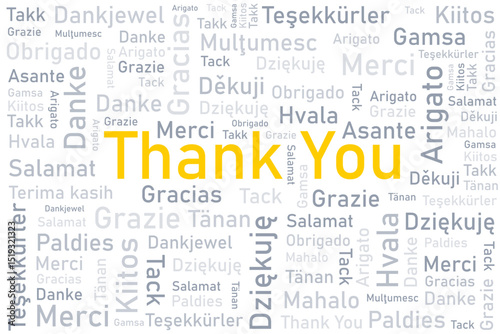 Thank you words in various languages. Different international language thank you word collage.