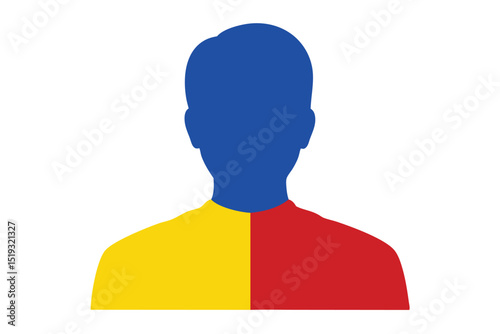Black silhouette design bright contrasting primary colors