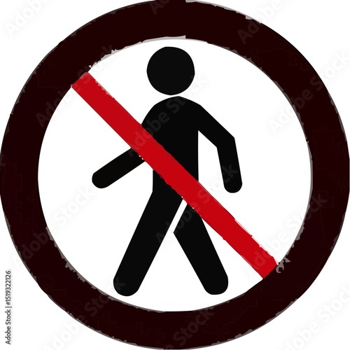 No walking sign depicting a black figure with a red cross mark  