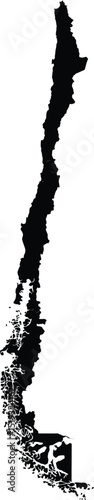 silhouette map of chile highlighting its unique elongated shape in south america