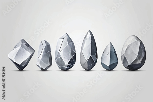 Different shape of Realistic stone set isolated transparent background