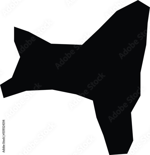black silhouette map of anjouan island (ndzwani), part of the comoros archipelago, isolated on white