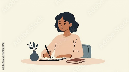 Woman Writing in Journal: Creative Writing, Reflection, Planning