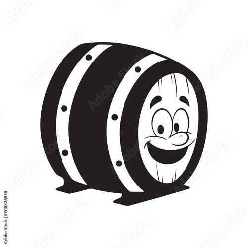Cartoon wooden barrel vector isolated on white background.