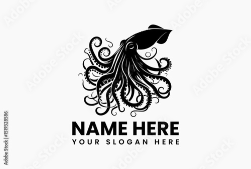 Elegant tribal manta ray vector logo with swirling waves and dotted patterns in monochrome style  