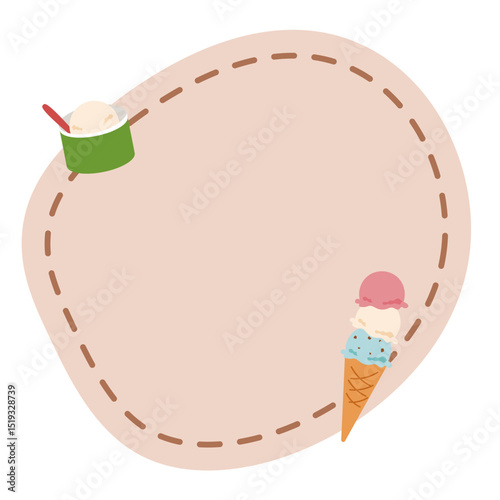 Cute Ice Cream Frame with Cup and Cone Illustration