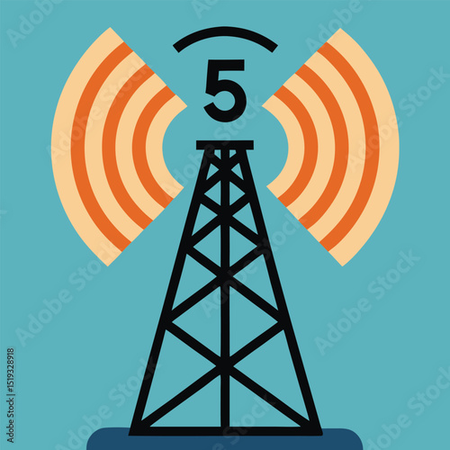 5G Network Tower Illustration, communication tower icon