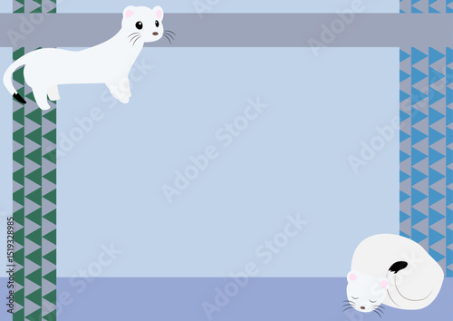 Cute Stoat Frame with Sleeping and Standing Poses