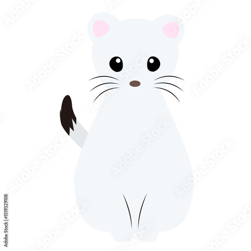 Sitting Cute Stoat Front View Illustration