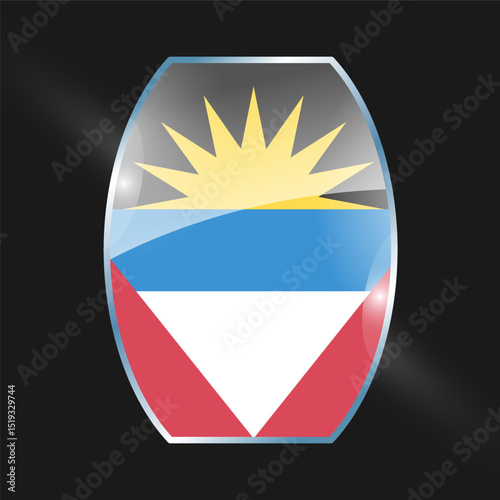 Antigua and Barbuda flags design vector illustration graphic of glossy buttons with identification pin vector illustration