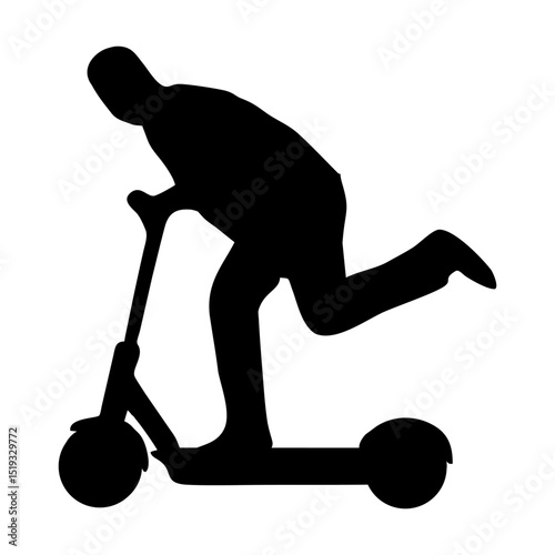 Silhouette of a Person Riding an Electric Scooter
