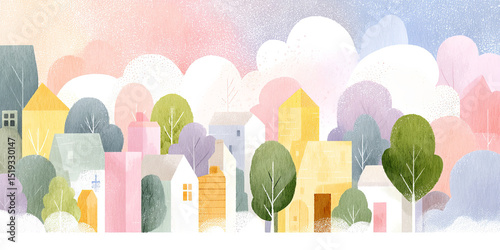 Small house under blue sky and white clouds