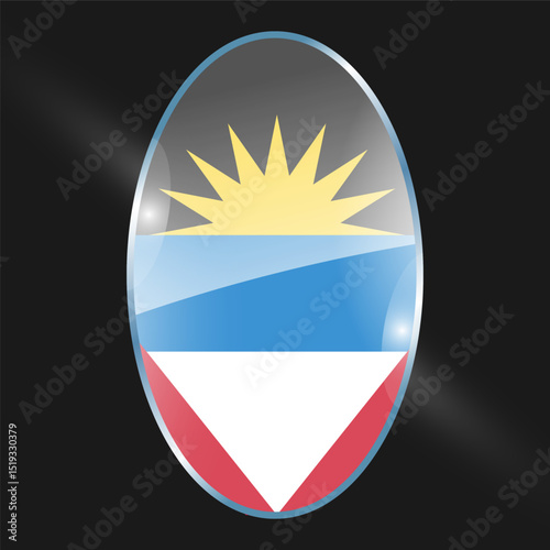 Antigua and Barbuda flags design vector illustration graphic of glossy buttons with identification pin vector illustration