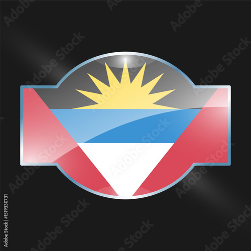 Antigua and Barbuda flags design vector illustration graphic of glossy buttons with identification pin vector illustration