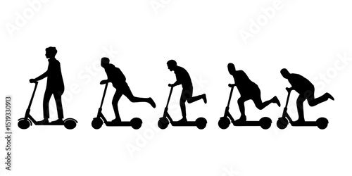 Silhouette of a Person Riding an Electric Scooter