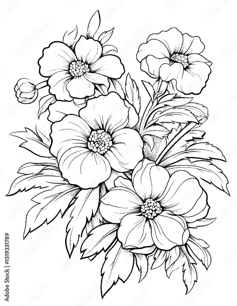 vector drawing of a hand drawn flower vector drawing of a hand drawn flower