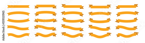 flat ribbon set collection vector graphic element decoration