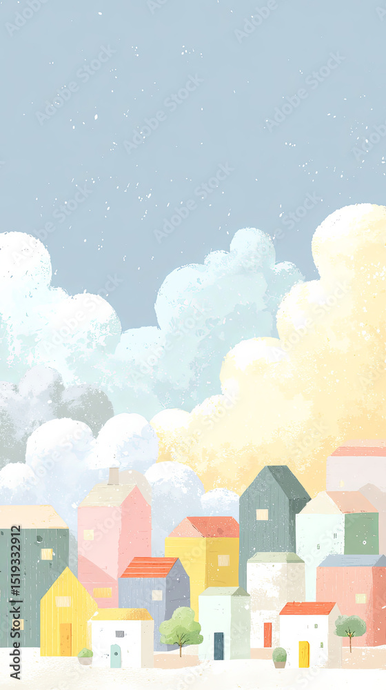 Small house under blue sky and white clouds Small house under blue sky and white clouds