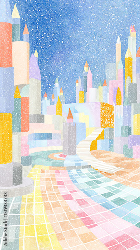 Stationery kingdom constructed by pencils and erasers
