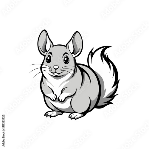 chinchilla vector line art on white background .svg