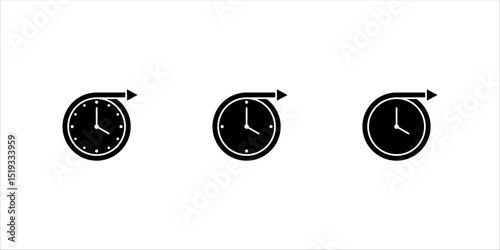 Black long term icon set. clock sign. vector illustration