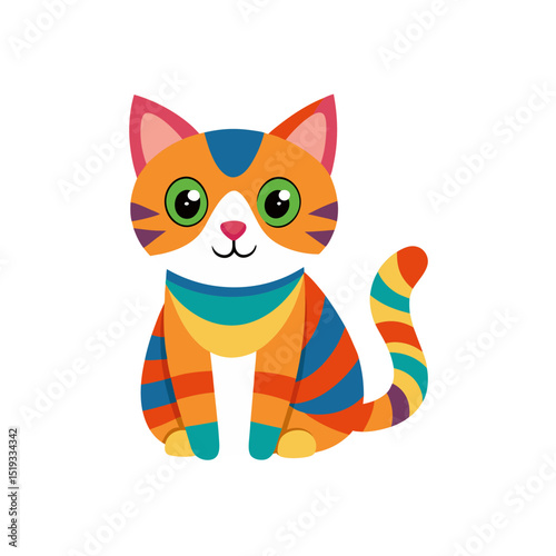 generate cute colorful cat without backround like