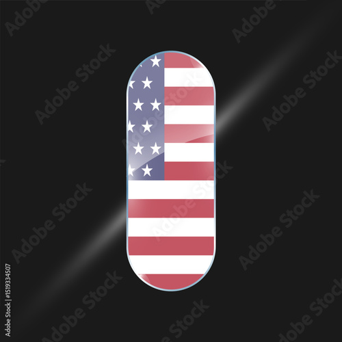 America flags design vector illustration graphic of glossy buttons with identification pin vector illustration