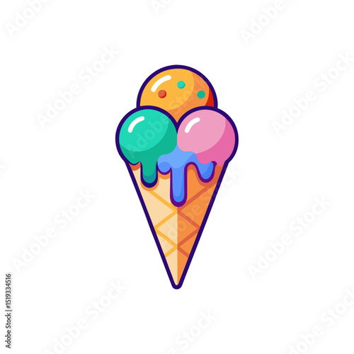 highly stylized and vibrant image of an ice cream .svg