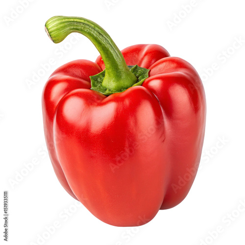 Bright red bell pepper and paprika, fresh and healthy, isolated on white