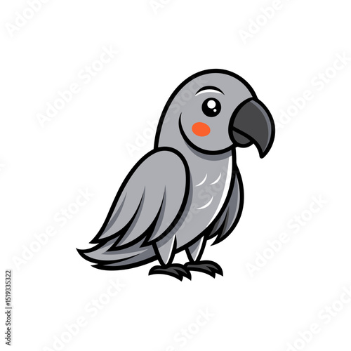 vector  line art of cute african grey parrot on wh.svg