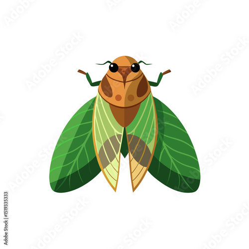 una cigarra acostada sobre una hoja cruzando las p.svg