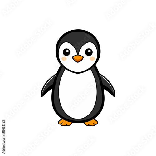 vector  line art of cute african penguin on white .svg
