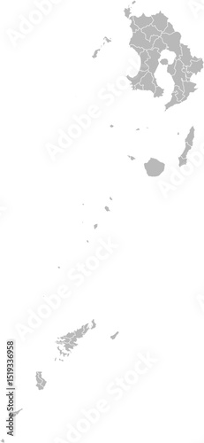 Kagoshima, Japan – administrative vector map with municipality boundaries (Web Mercator projection, PPT-compatible & fully editable)