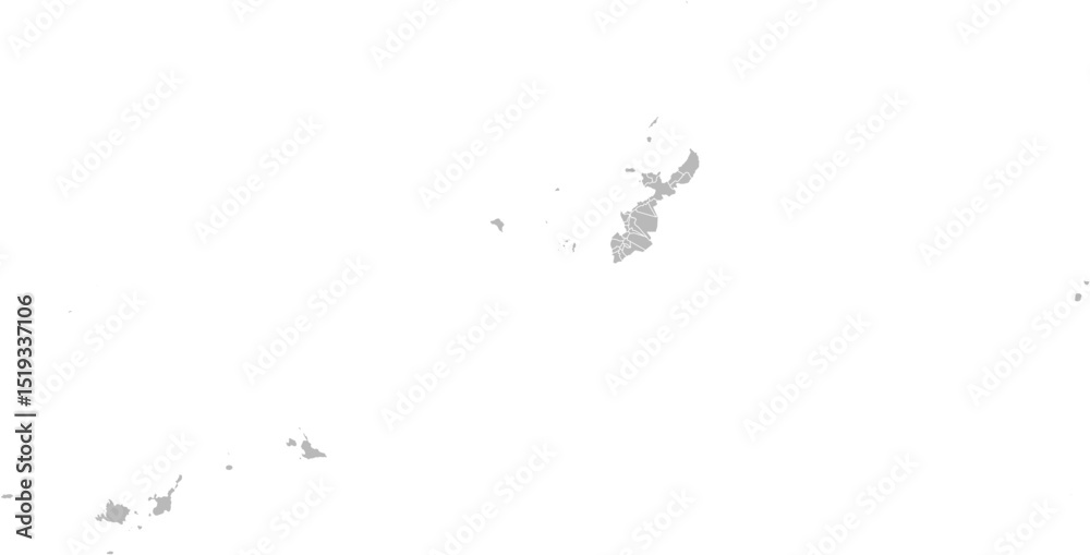 Fototapeta premium Okinawa, Japan – administrative vector map with municipality boundaries (Web Mercator projection, PPT-compatible & fully editable)