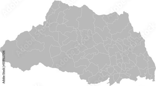 Saitama, Japan – administrative vector map with municipality boundaries (Web Mercator projection, PPT-compatible & fully editable)