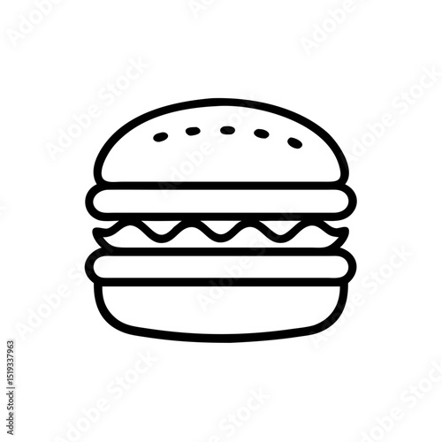 Burger icon in black line style on white background