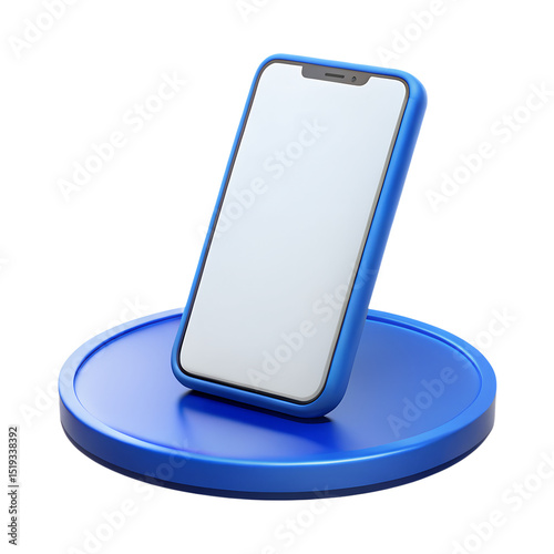 3d Smartphone with a circular or round podium isolated on a transparent background