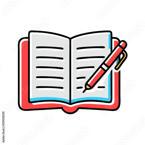 Open book and pen indicating writing or study.