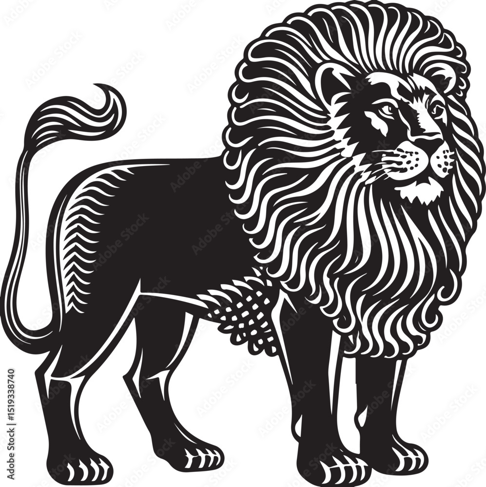 Fototapeta premium Wild feline lion head vector illustration design for tattoo art