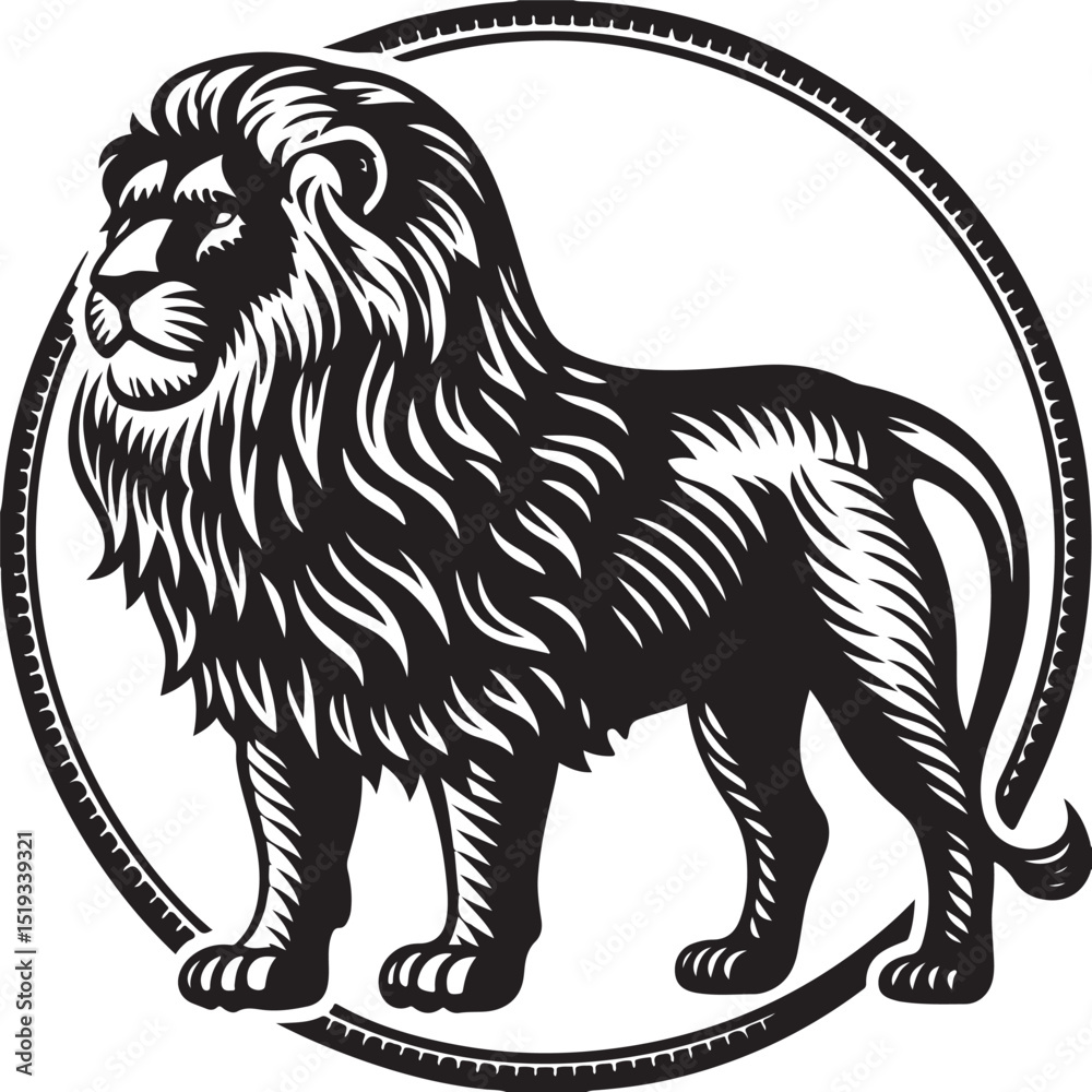 Fototapeta premium Black and white wild feline head illustration vector for tattoo or logo