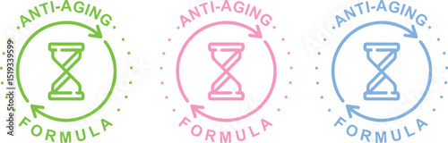 Anti aging formula cosmetics vector badge logo icons