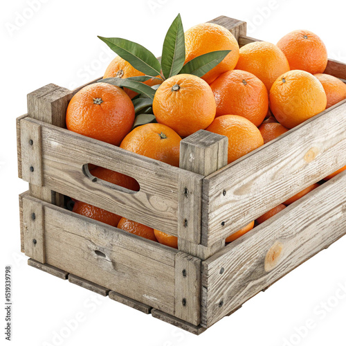 Fresh, ripe citrus fruits like tangerines, oranges, and mandarins are shown in a wooden box