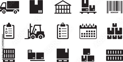 Flat Vector Icons of Logistics and Delivery on Background for Professional Design and Presentations